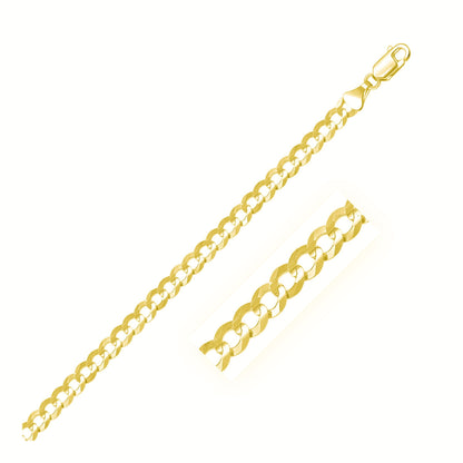 Cadena de eslabones cubanos maciza de oro amarillo de 14k de 5,7 mm