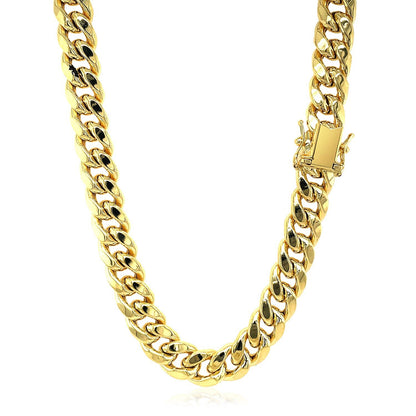 Cadena cubana Miami semirrígida de oro amarillo de 14k y 9.0 mm