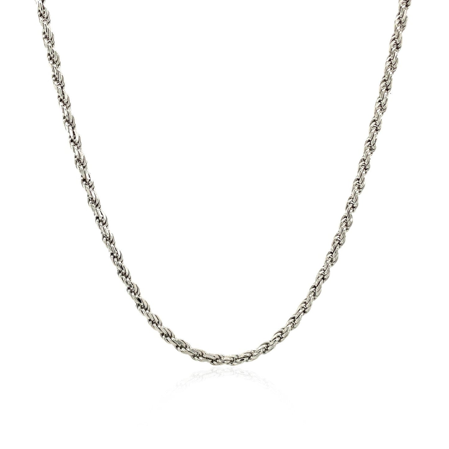 Cadena estilo cuerda de plata de ley de 1,8 mm con corte de diamante