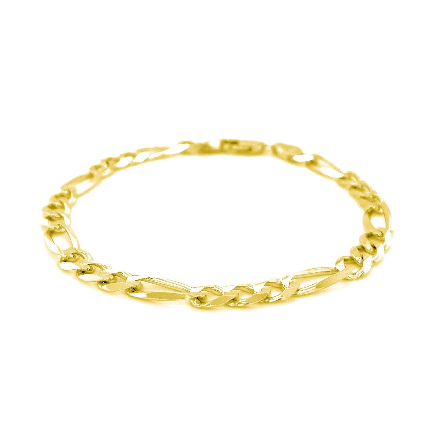 Pulsera Figaro maciza de oro amarillo de 14k y 6,0 mm