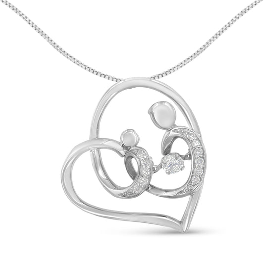 Collar con colgante de corazón de diamante de plata de ley .925 de 1/6 cttw (H-I, I1-I2)