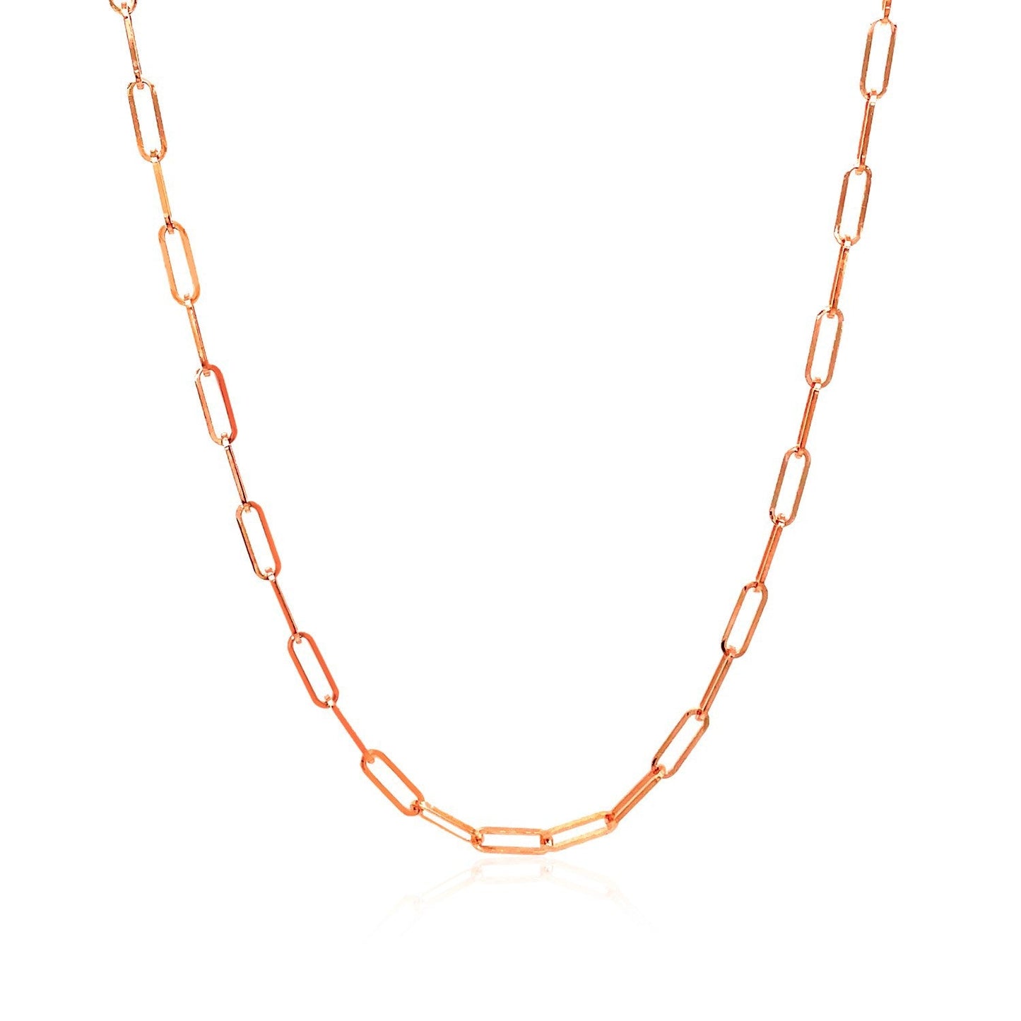 Cadena de eslabones ovalados delicada de oro rosa de 14K (2.1mm)