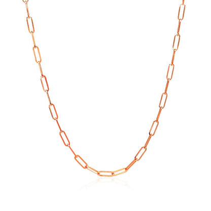 Cadena de eslabones ovalados delicada de oro rosa de 14K (2.1mm)