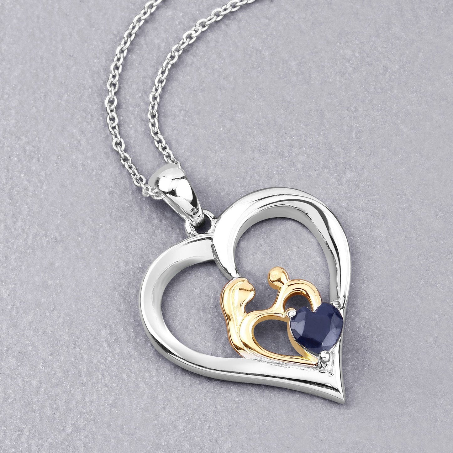 Colgante de plata de ley .925 con zafiro azul genuino de 0,50 quilates