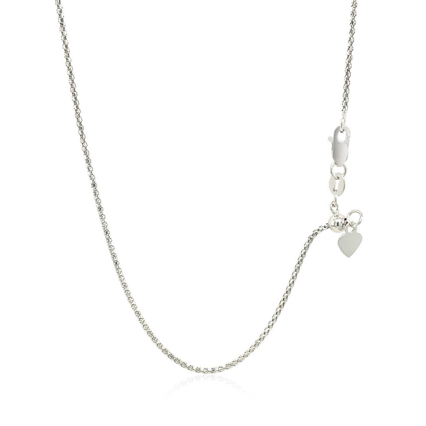 Cadena Ajustable de Palomitas de Maíz de Oro Blanco de 14k de 1.3 mm