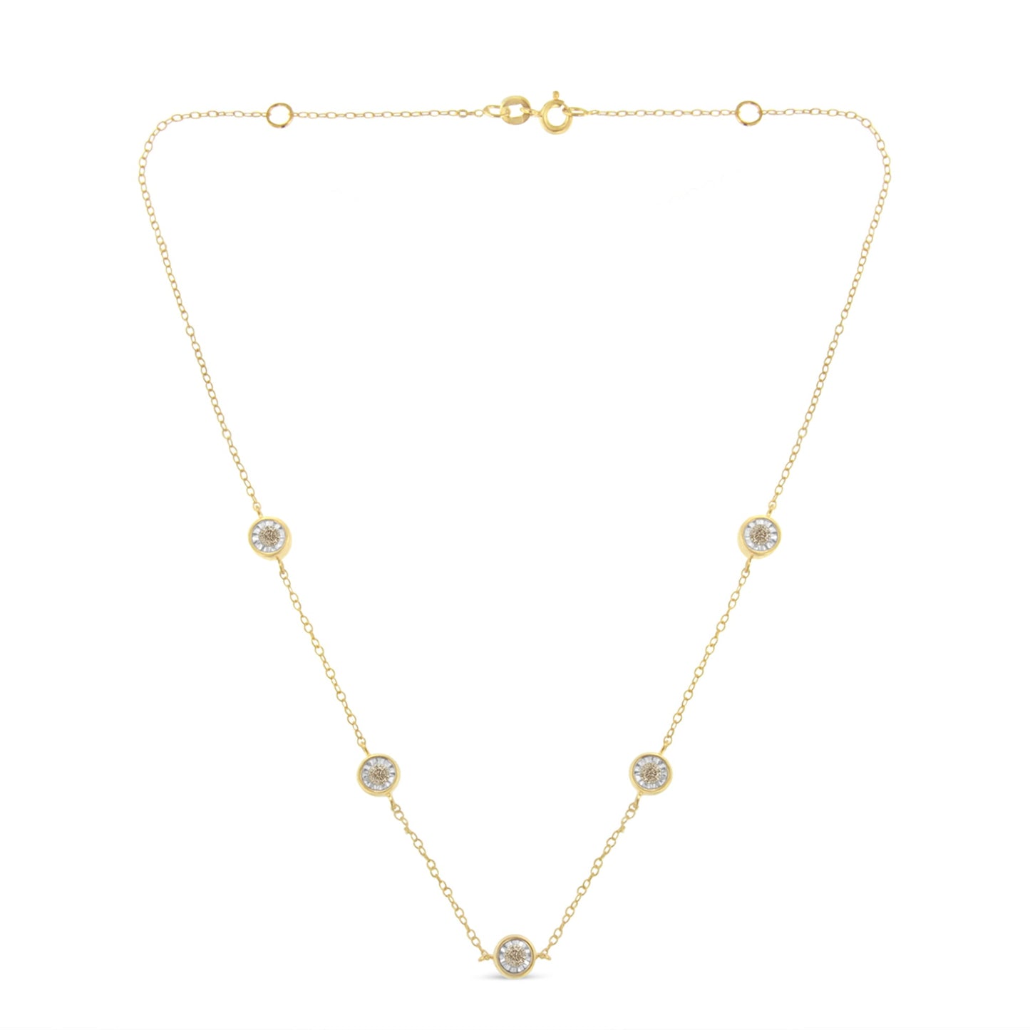 Collar de plata de ley chapado en oro amarillo con diamantes (1/2 cttw, color K-L, claridad I2-I3)