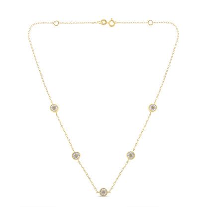 Collar de plata de ley chapado en oro amarillo con diamantes (1/2 cttw, color K-L, claridad I2-I3)