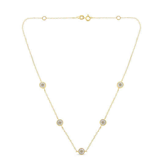 Collar de plata de ley chapado en oro amarillo con diamantes (1/2 cttw, color K-L, claridad I2-I3)