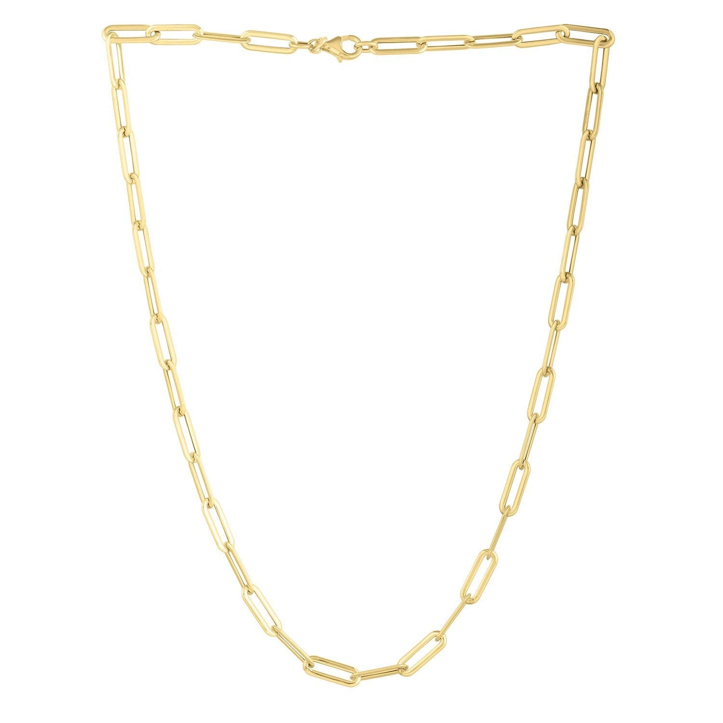 Cadena de eslabones ovalados cóncavos de oro amarillo de 14k (4.80 mm)