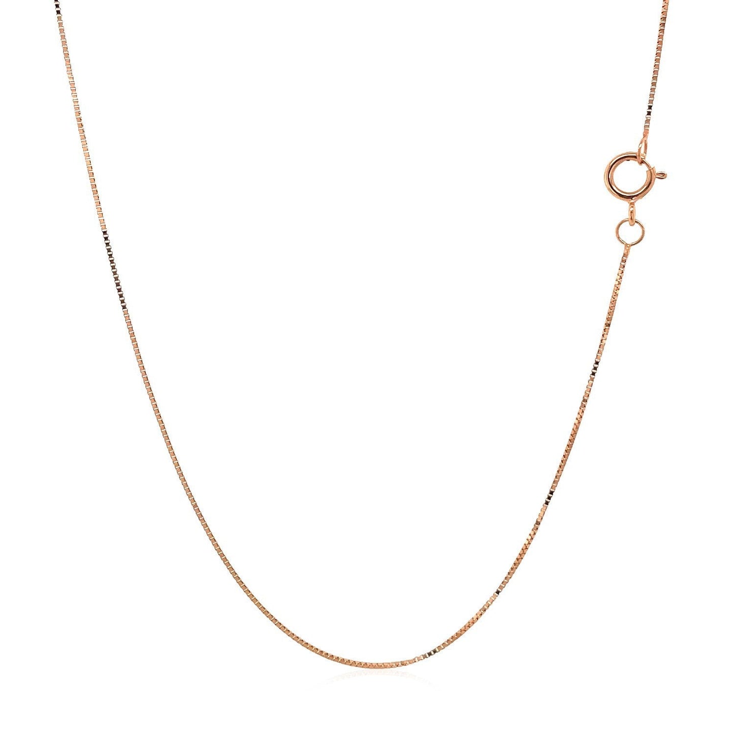 Cadena de caja clásica de oro rosa de 14k de 0.45 mm