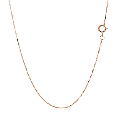 Cadena de caja clásica de oro rosa de 14k de 0.45 mm