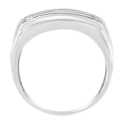 Anillo de banda de oro blanco de 14 quilates con diamantes engastados (1 ct. peso total, color H-I, claridad SI2-I1)