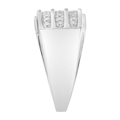 Anillo de banda de oro blanco de 14 quilates con diamantes engastados (1 ct. peso total, color H-I, claridad SI2-I1)