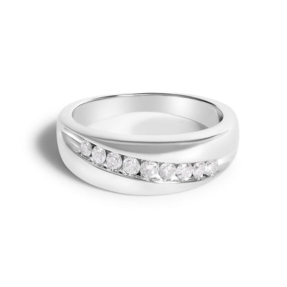 Anillo de banda de 9 piedras de diamante de 1/2 quilate de plata de ley .925 para hombre - Talla 10