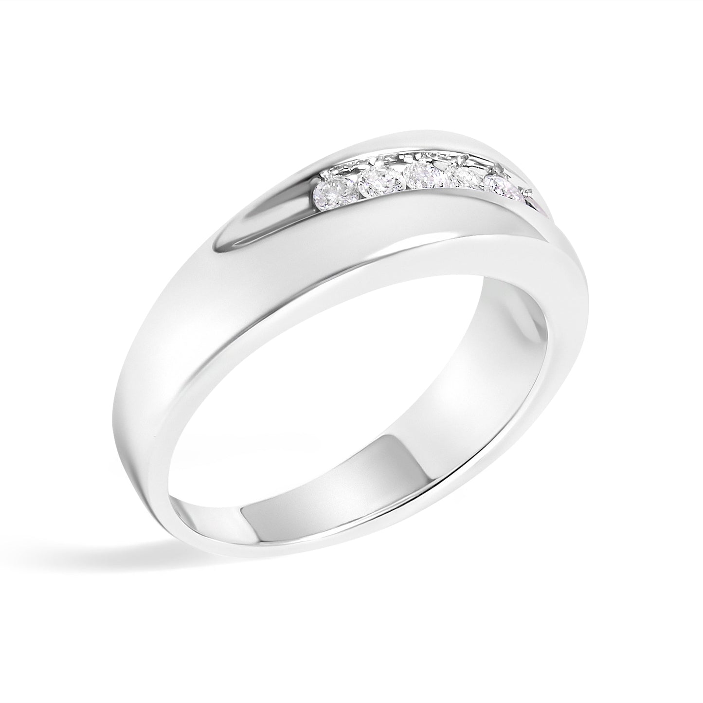 Anillo de banda de 9 piedras de diamante de 1/2 quilate de plata de ley .925 para hombre - Talla 10