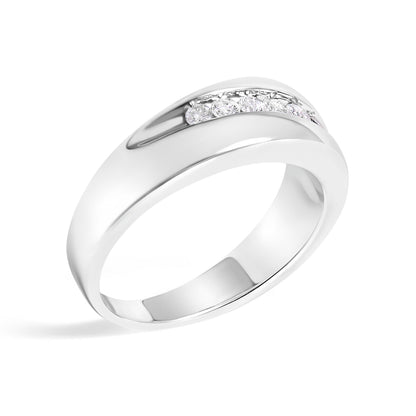 Anillo de banda de 9 piedras de diamante de 1/2 quilate de plata de ley .925 para hombre - Talla 10
