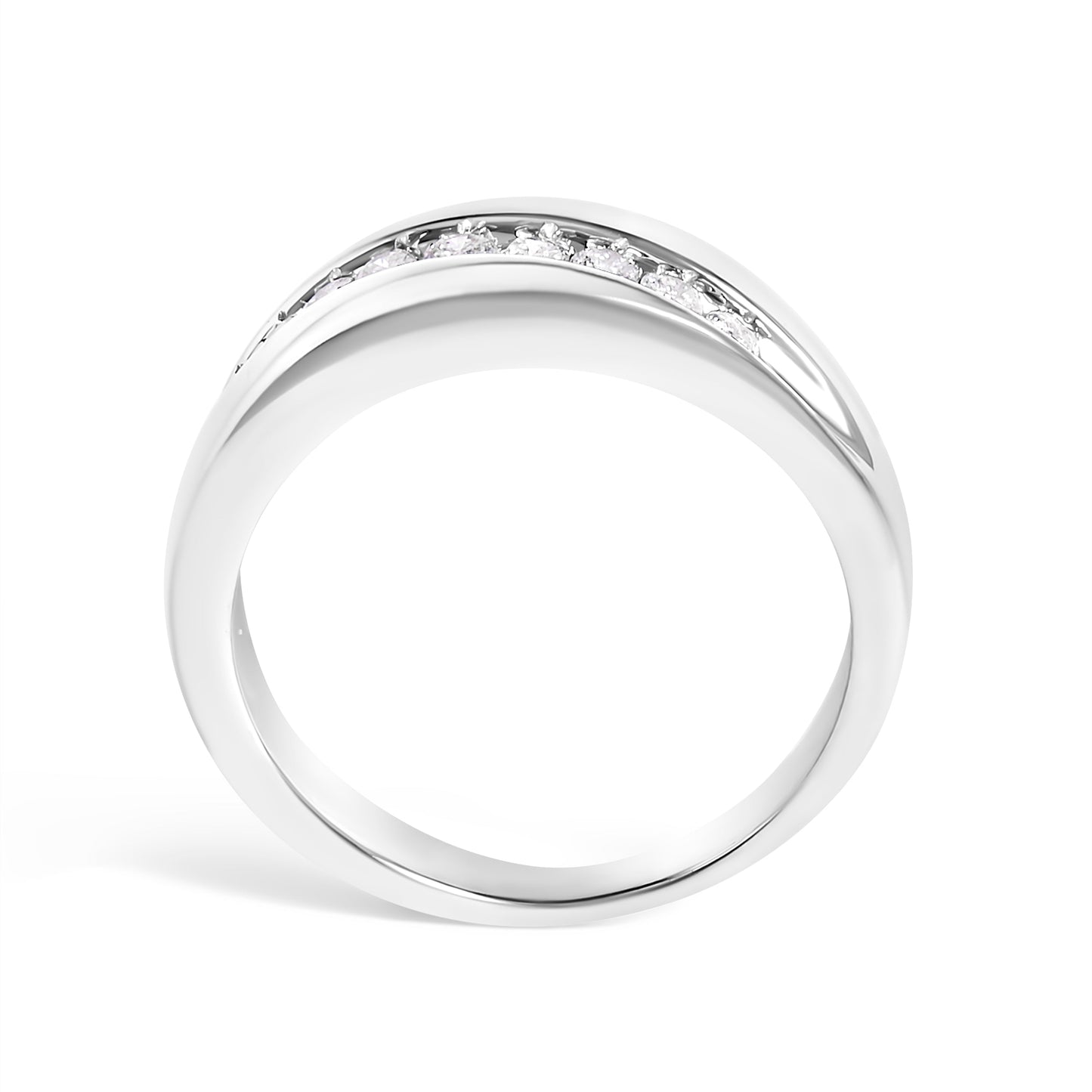 Anillo de banda de 9 piedras de diamante de 1/2 quilate de plata de ley .925 para hombre - Talla 10