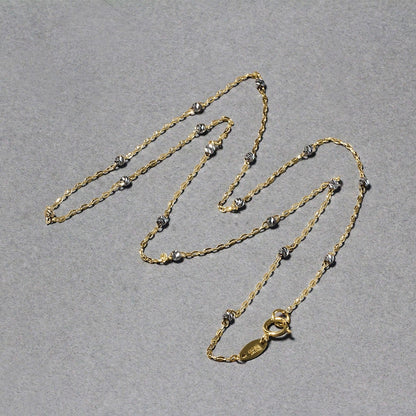 Cadena con colgante de eslabones de cuentas con corte de diamante en oro bicolor de 14k (3,5 mm)