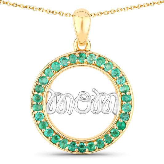 Colgante de plata de ley .925 con esmeralda auténtica de 0.54 quilates