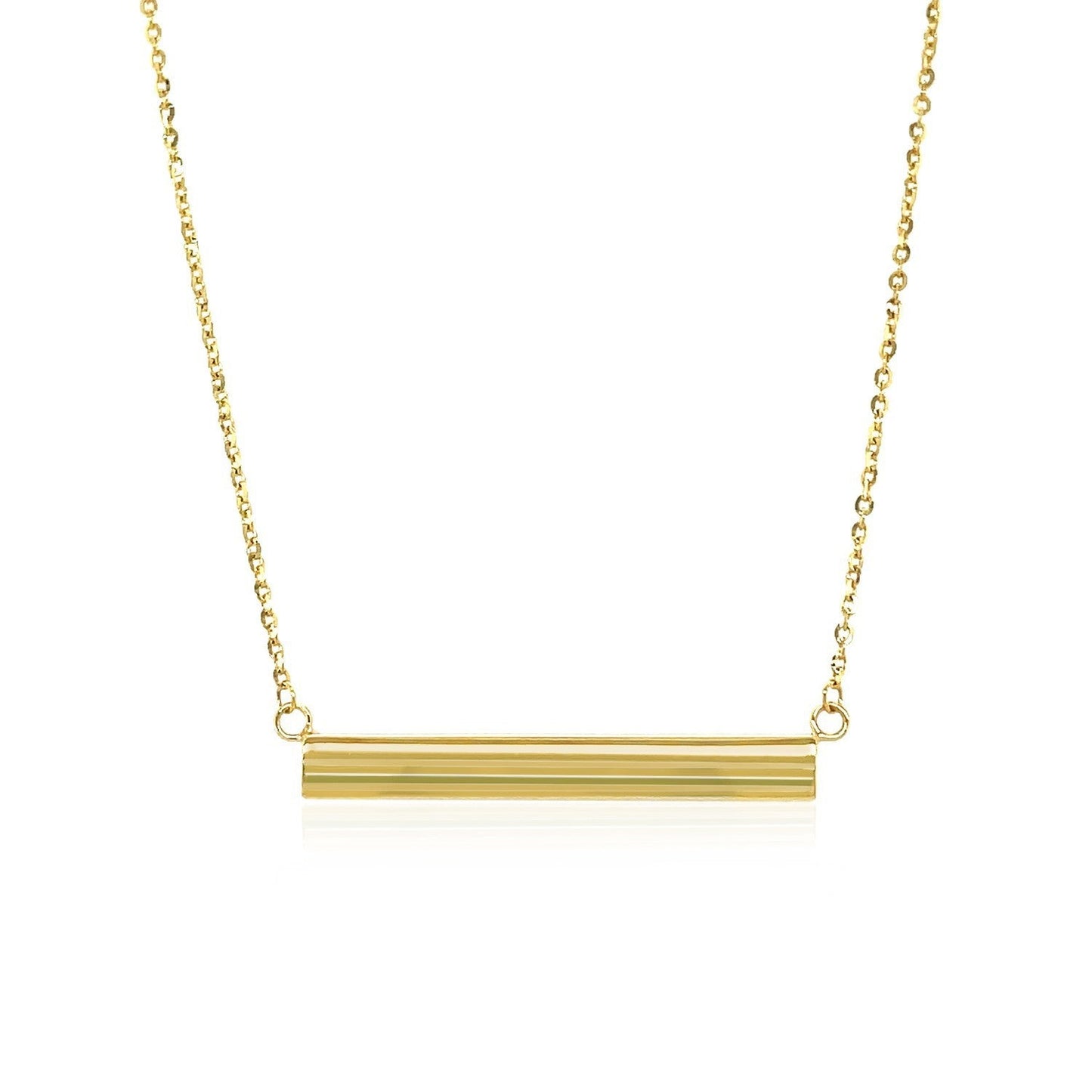 Cadena de oro amarillo de 14k con barra plana brillante