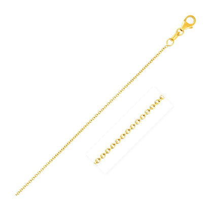 Cadena de eslabones redondos tipo cable de oro amarillo de 14k de 1.1mm