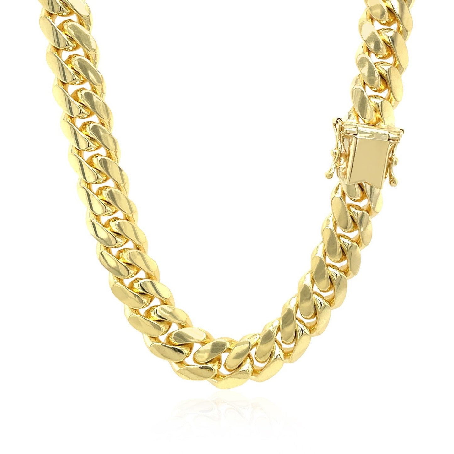 Cadena clásica cubana maciza de oro amarillo de 14k y 9,25mm