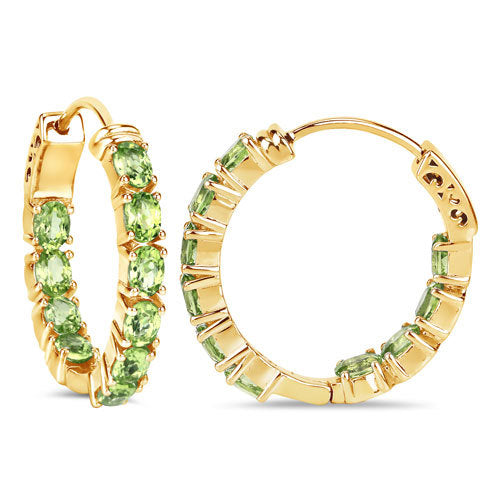 Pendientes de Plata de Ley .925 con Peridoto Genuino de 3.40 Quilates