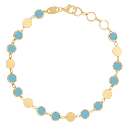 Pulsera de cadena con gema de espejo geométrica de turquesa en oro amarillo de 14k (5.00 mm)