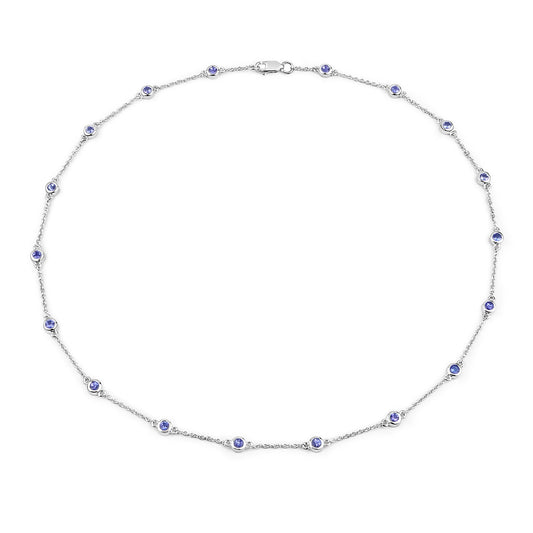 Collar de plata de ley .925 con tanzanita genuina de 1,80 quilates