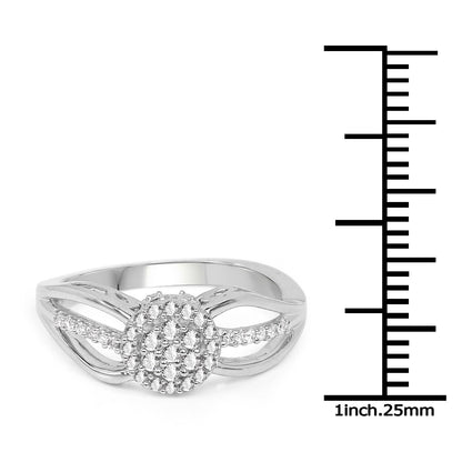 Anillo de oro blanco de 14 quilates con diamante blanco auténtico de 0,25 quilates (color E-F, claridad SI)