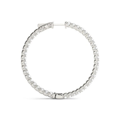 Pendientes de aro de oro blanco de 14 quilates con diamantes engastados en garra compartida (2 quilates en total)