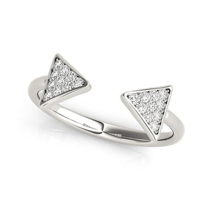 Anillo abierto de oro blanco de 14k con punta de flecha y diamantes (1/5 cttw)