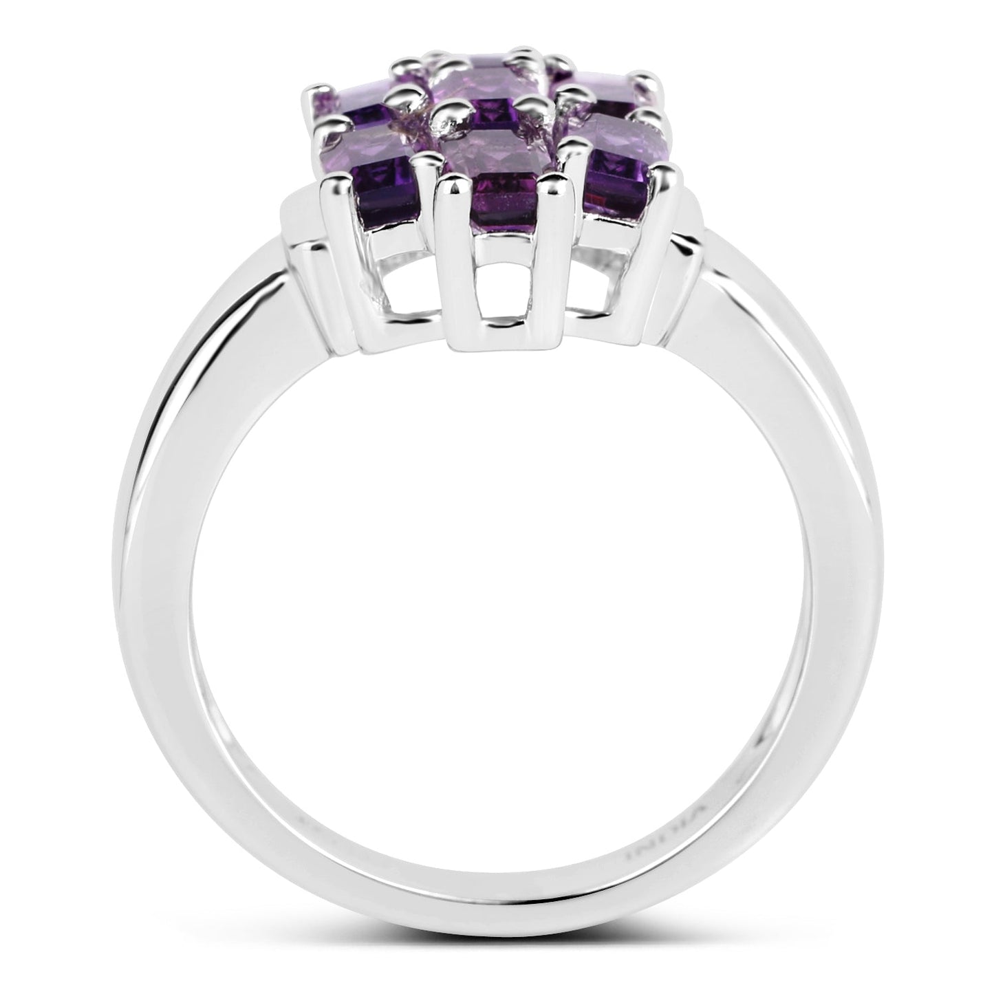 Anillo de plata de ley .925 con amatista genuina de 2.80 quilates