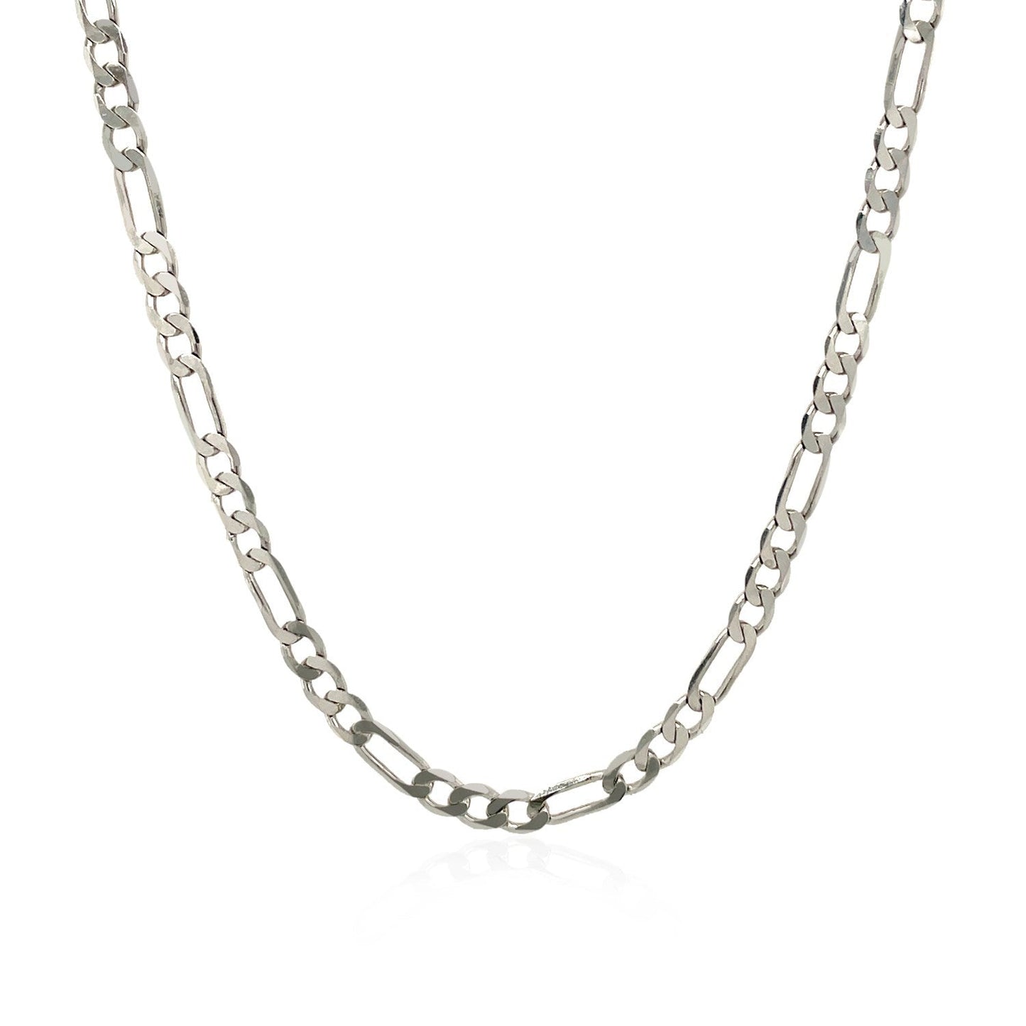 Cadena Fígaro sólida de 3.0mm de oro blanco de 14k