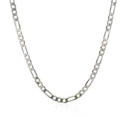 Cadena Fígaro sólida de 3.0mm de oro blanco de 14k