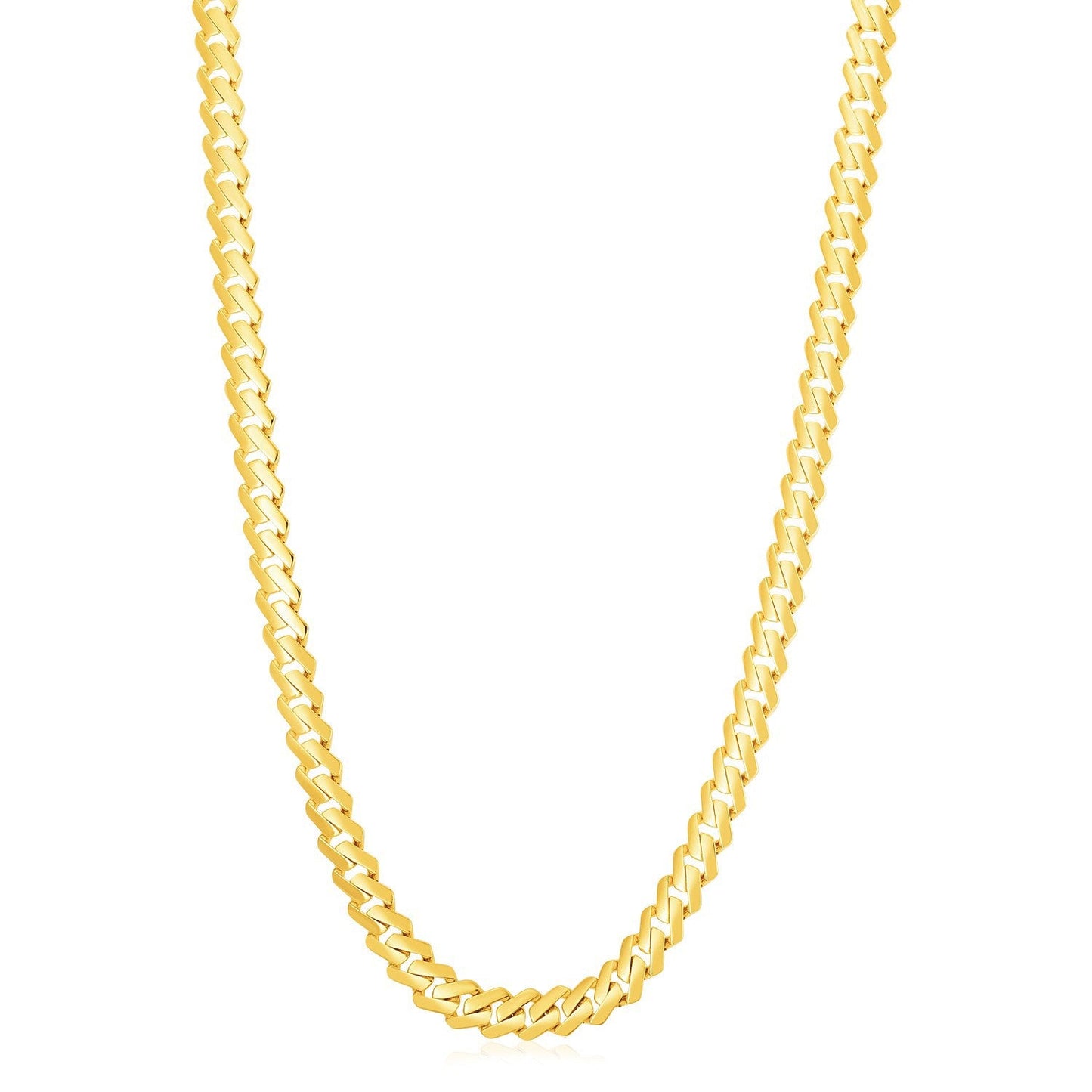 Cadena moderna de bordes ligeros de oro amarillo de 14k de alto brillo (8.0mm)