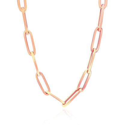 Cadena de eslabones anchos (6,1 mm) de oro rosa de 14K