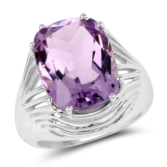 Anillo de plata de ley .925 con amatista genuina de 10.02 quilates