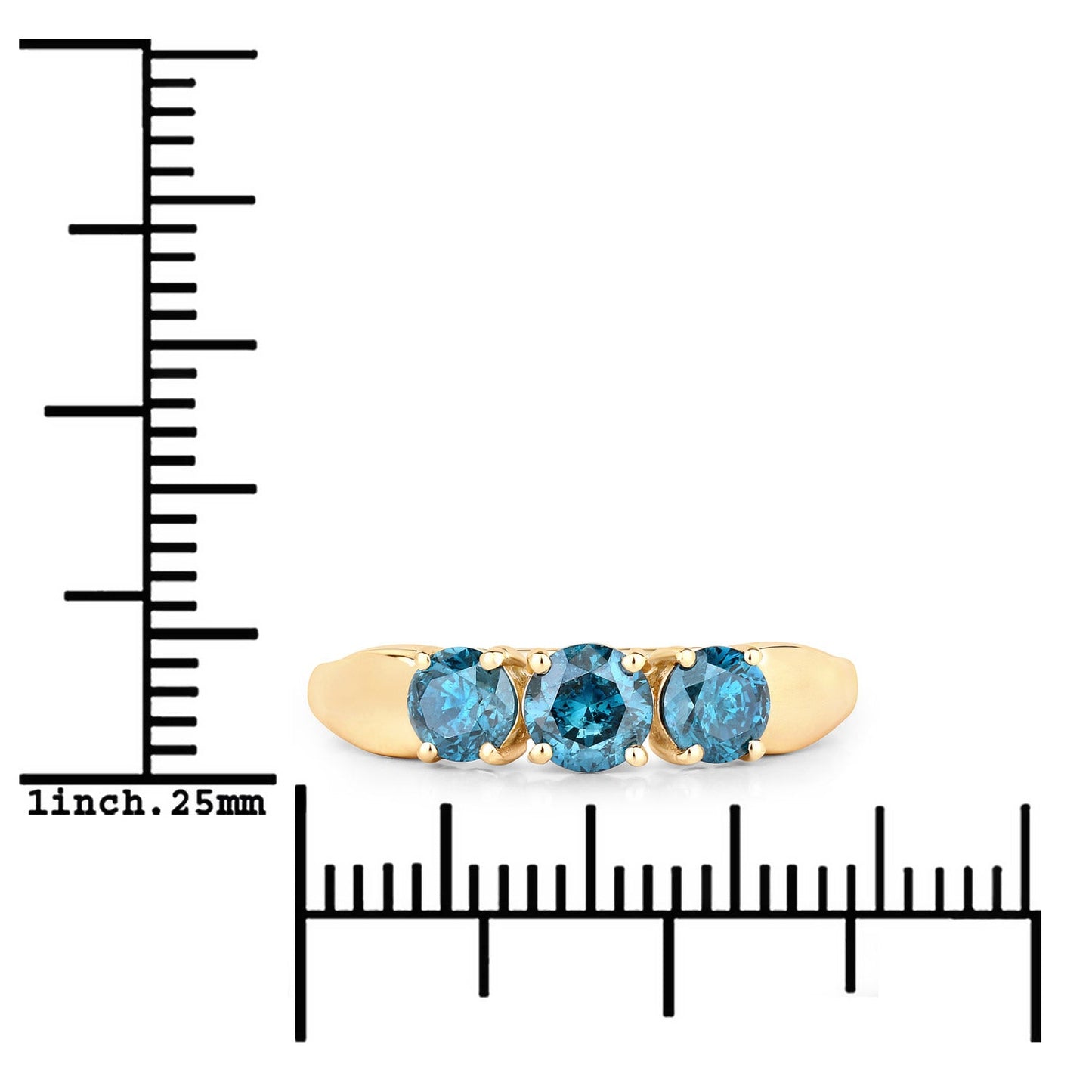 Anillo de Oro Amarillo de 14K con Diamante Azul Genuino de 1.03 Quilates