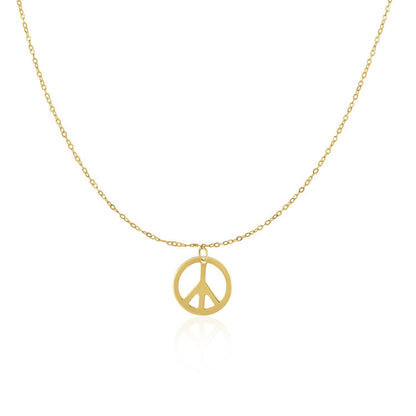 Oro amarillo de 14k con colgante de símbolo de la paz