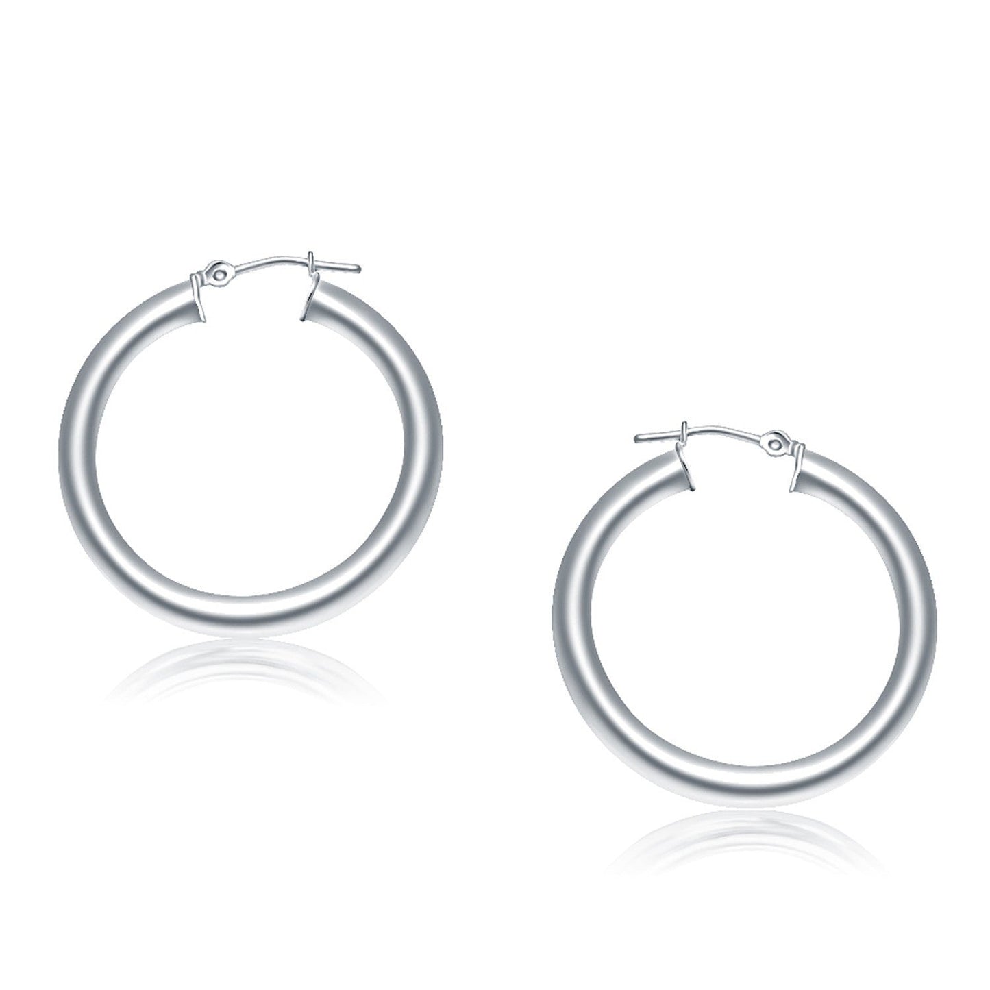 Pendientes de aro pulidos de oro blanco de 14k (30 mm)