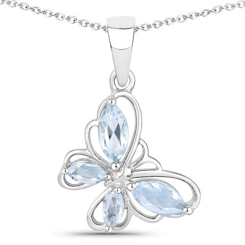 Colgante de plata de ley .925 con topacio azul genuino de 0.78 quilates