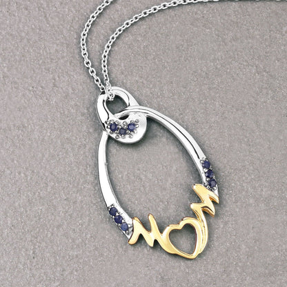 Colgante de plata de ley .925 con zafiro azul auténtico de 0.18 quilates