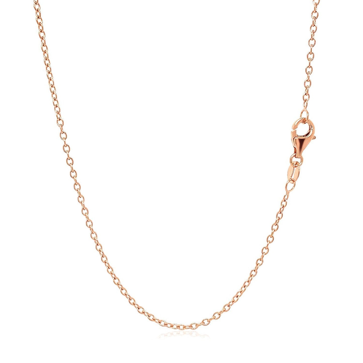 Cadena de eslabones ovalados redondos de oro rosa de 18k de 1.5mm