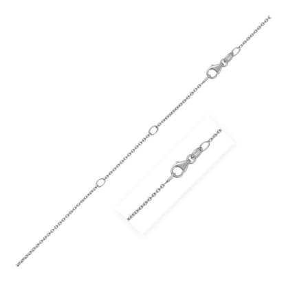 Cadena de cable de corte de diamante doblemente extensible de oro blanco de 14k (1,2 mm)