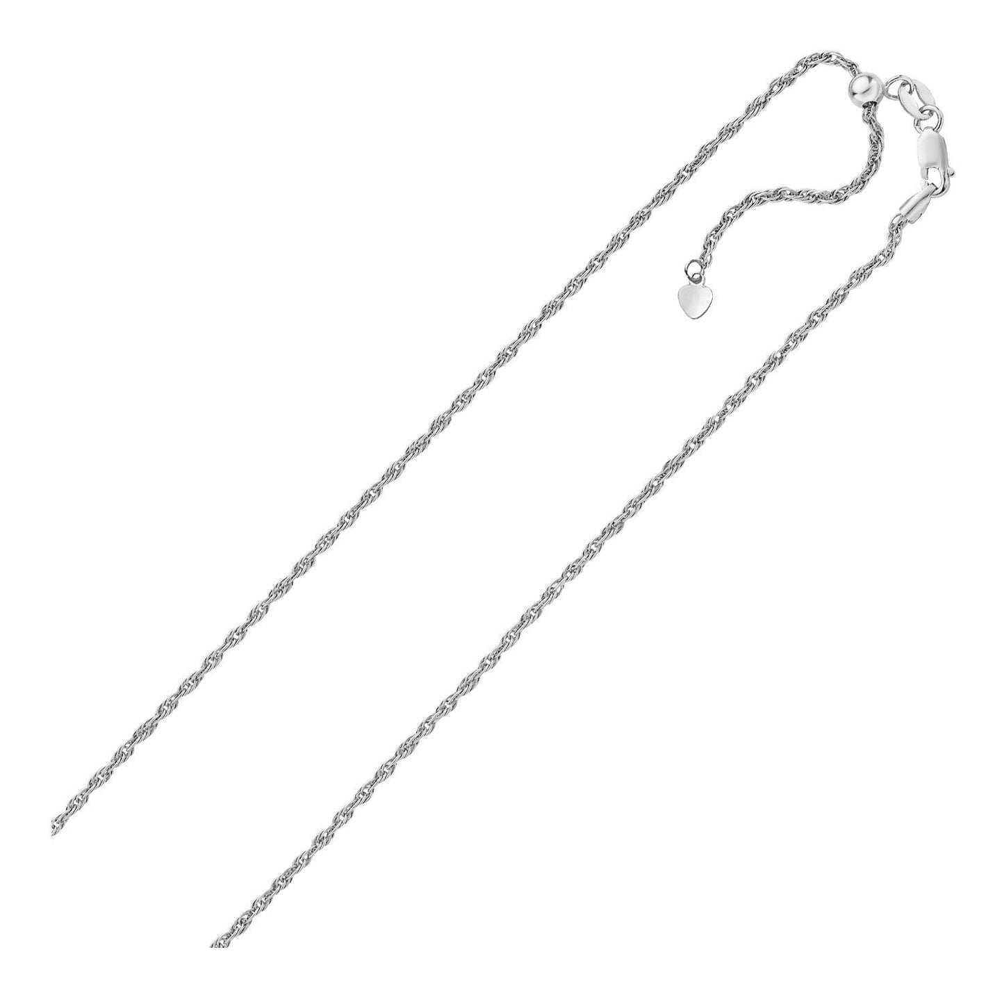 Cadena ajustable de cuerda de plata de ley de 1,5 mm