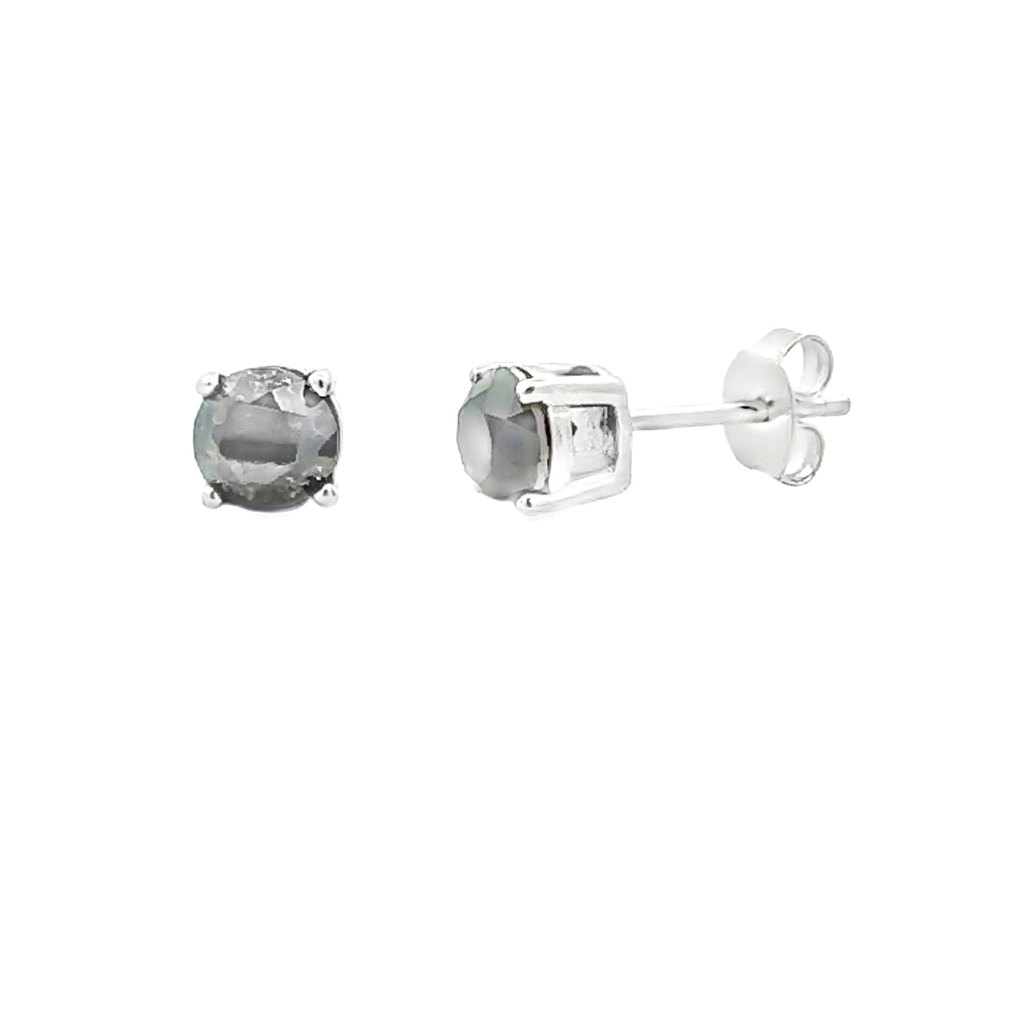 Pendientes de tuerca de plata esterlina con diamante negro de 1,50 ct