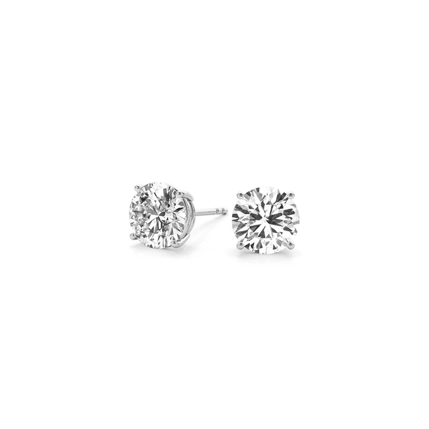 Pendientes de botón con diamante redondo de 2 quilates cultivado en laboratorio certificado IGI de oro blanco de 14k (G/VS2)