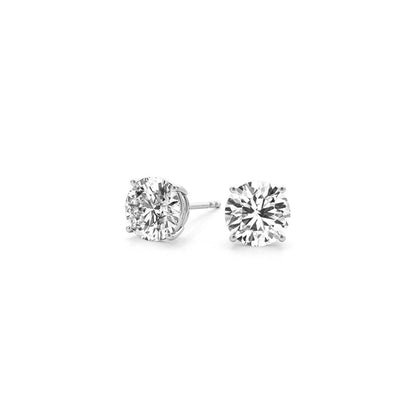 Pendientes de botón con diamante redondo de 2 quilates cultivado en laboratorio certificado IGI de oro blanco de 14k (G/VS2)