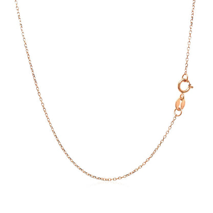 Cadena de eslabones tipo cable con corte de diamante de oro rosa de 14k y 0,8 mm